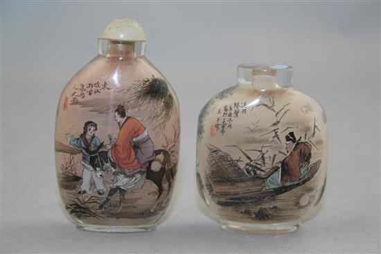 Two Chinese inside-painted glass snuff bottles, 20th century, Richards(-)